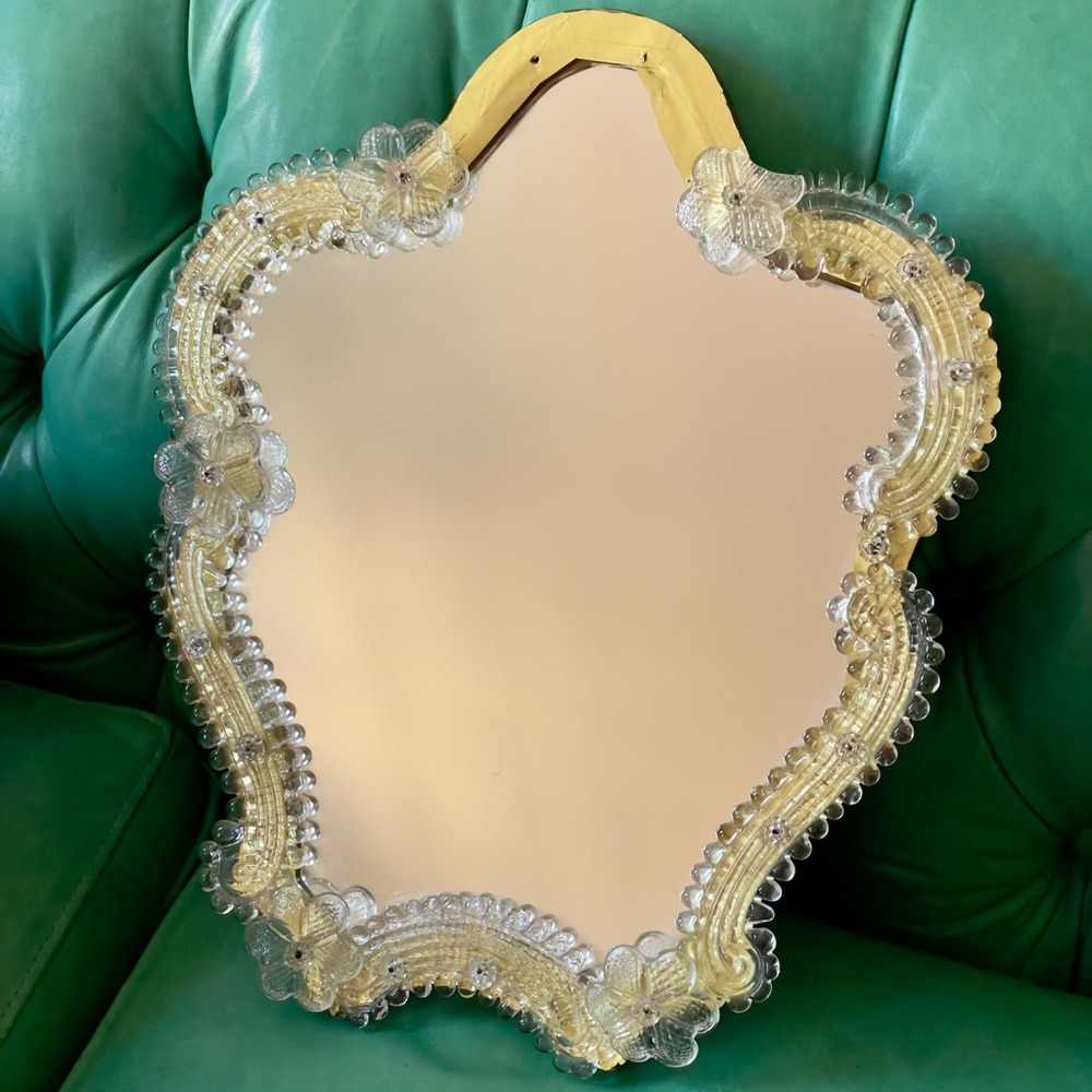 Murano Glass Venetian Mirror with Flowers